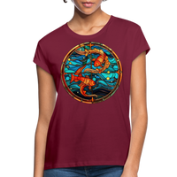 Thumbnail for Women's Mosaic Pisces Relaxed Fit T-Shirt - burgundy