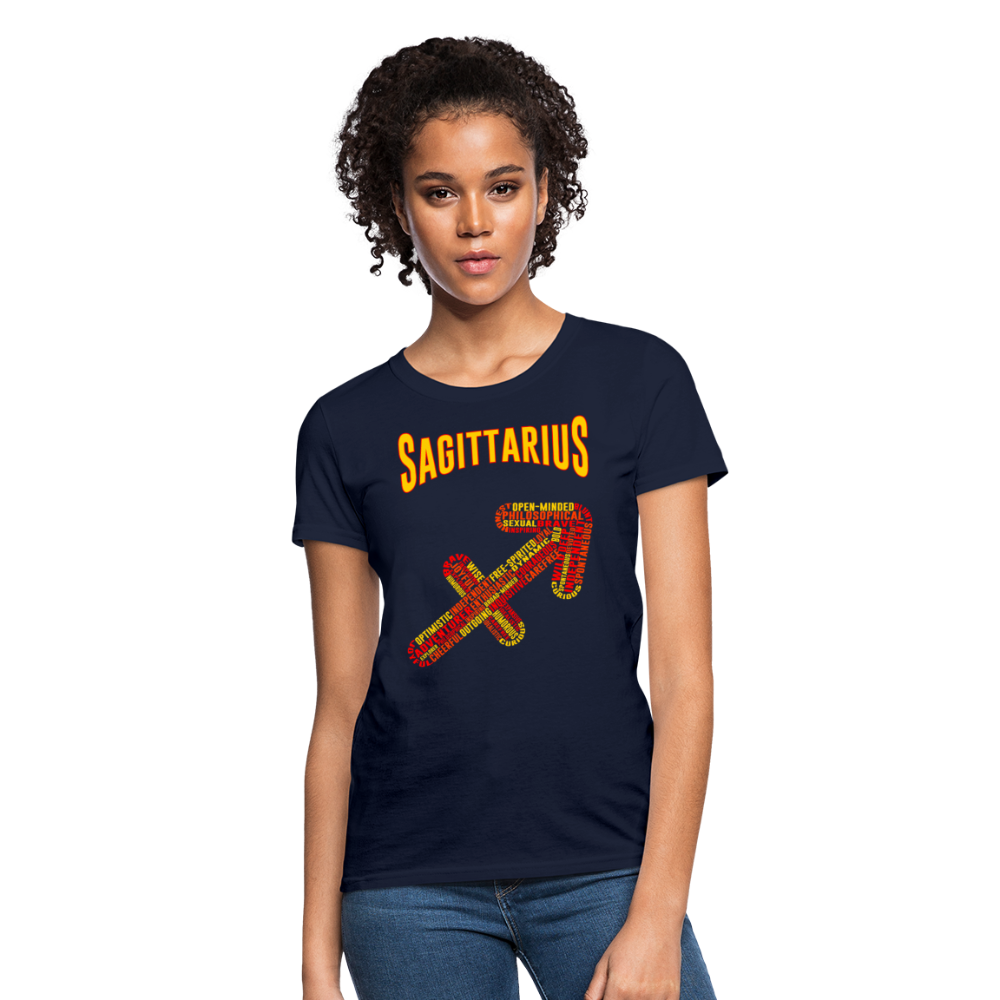 Women's Power Words Sagittarius T-Shirt - navy