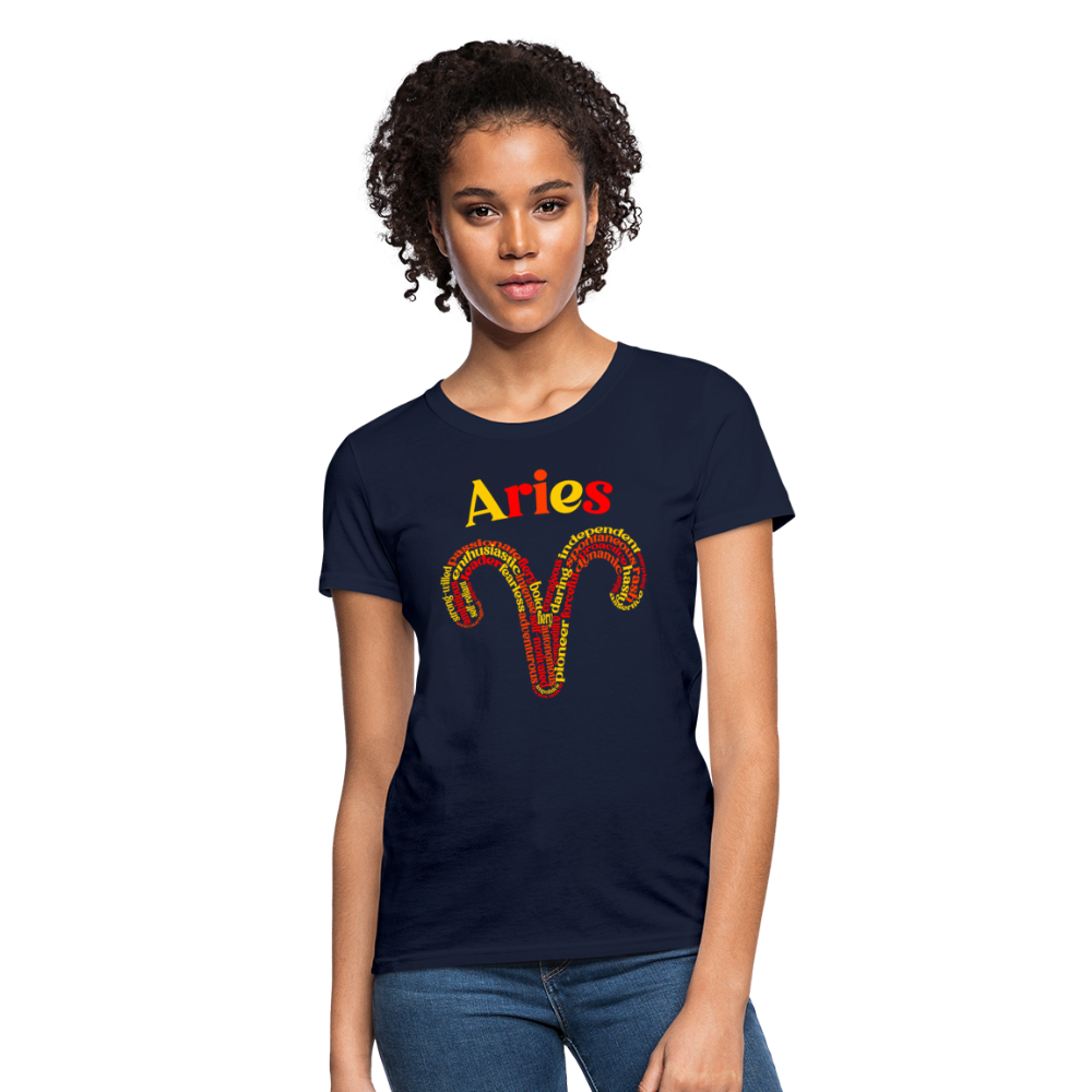 Women's Power Words Aries T-Shirt - navy