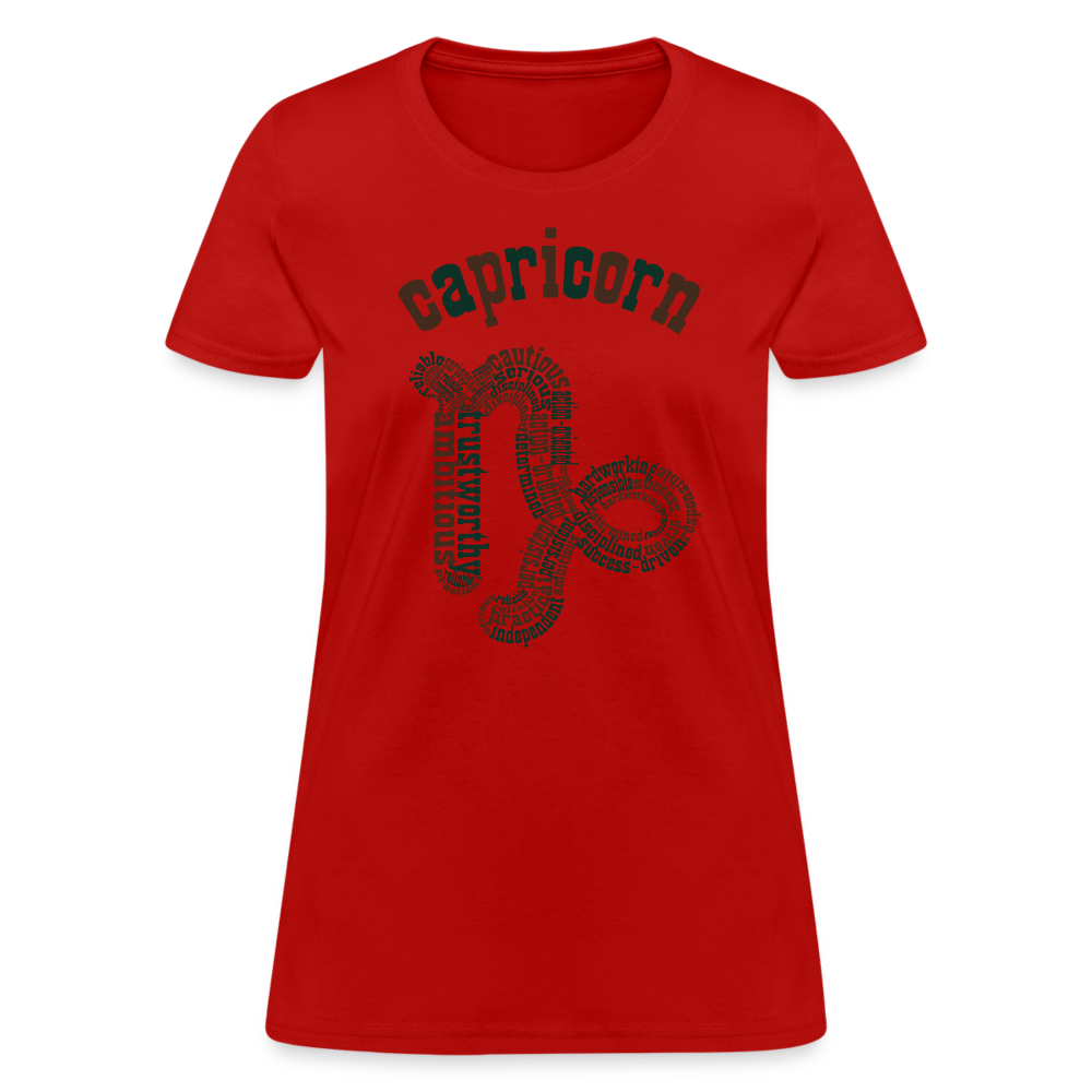 Women's Power Words Capricorn T-Shirt - red