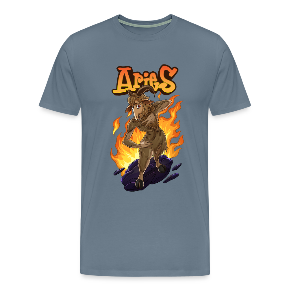 Men's Fiery Aries Premium T-Shirt - steel blue