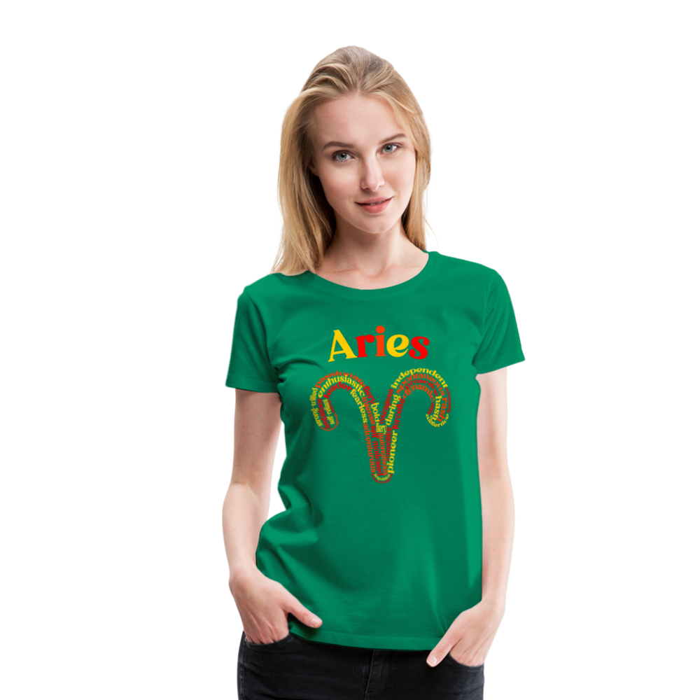 Women's Power Words Aries Premium T-Shirt - kelly green