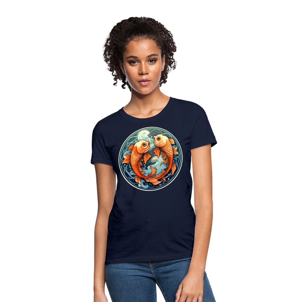 Women's Symbol Pisces T-Shirt - navy