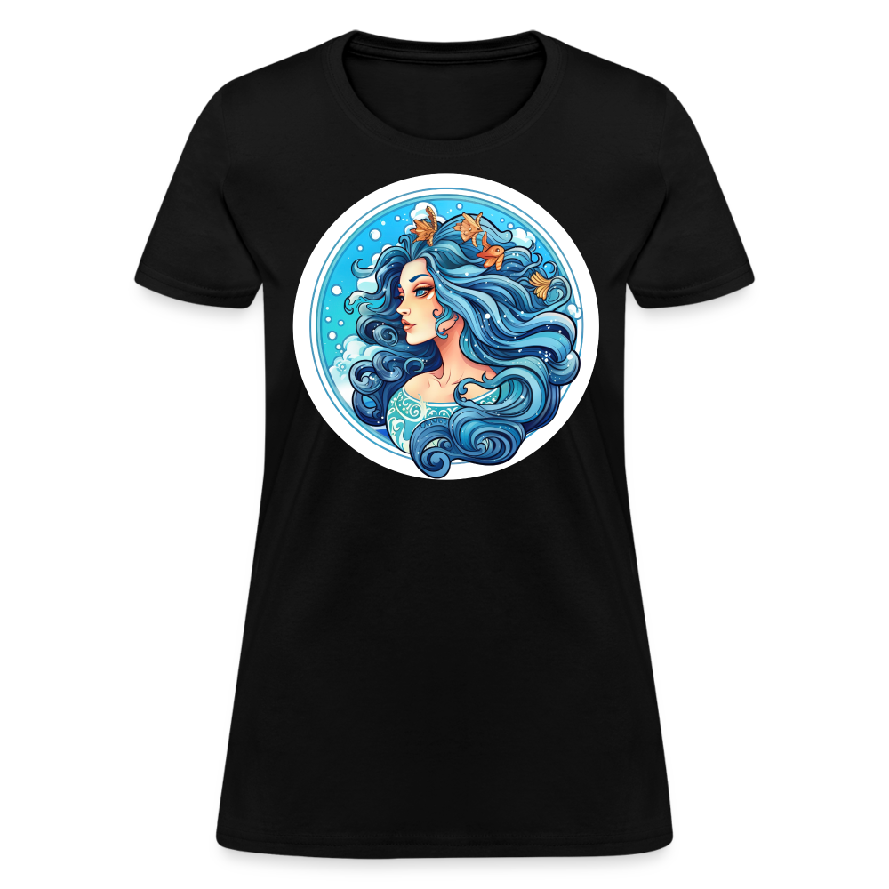 Women's Symbol Aquarius T-Shirt - black