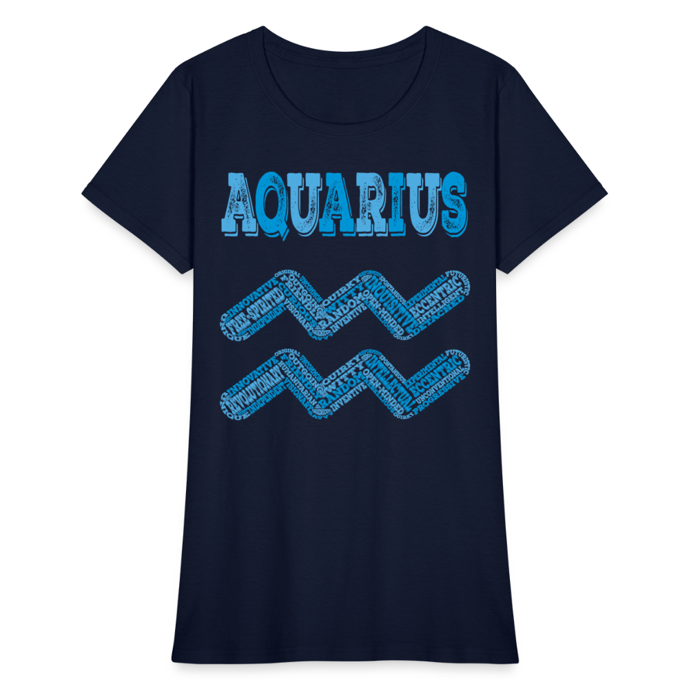 Women's Power Words Aquarius T-Shirt - navy