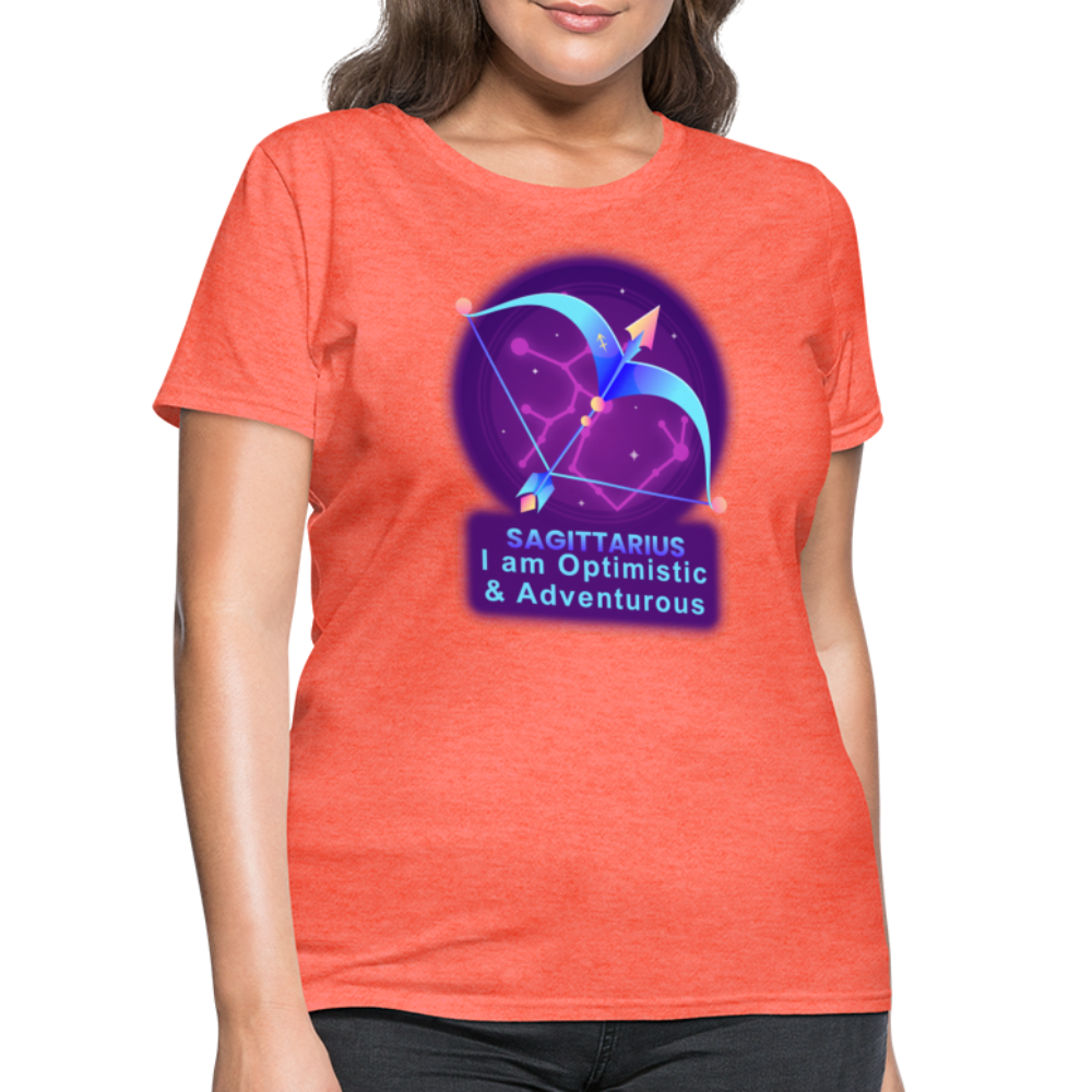 Women's Neon Sagittarius T-Shirt - heather coral