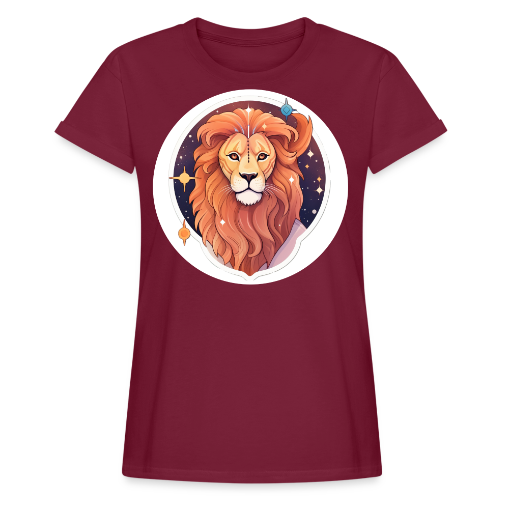 Women's Symbol Leo Relaxed Fit T-Shirt - burgundy