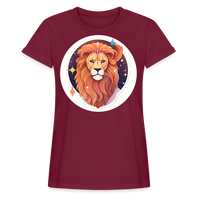 Thumbnail for Women's Symbol Leo Relaxed Fit T-Shirt - burgundy