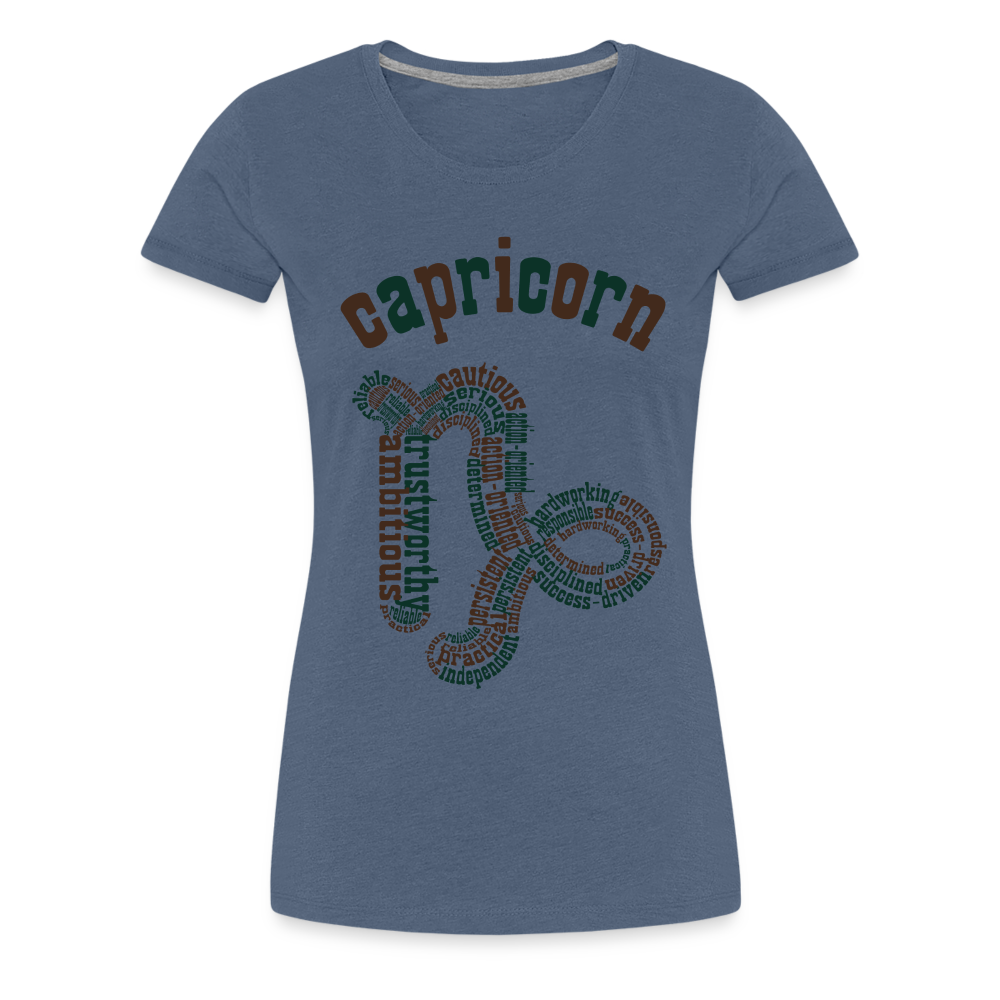 Women's Power Words Capricorn Premium T-Shirt - heather blue