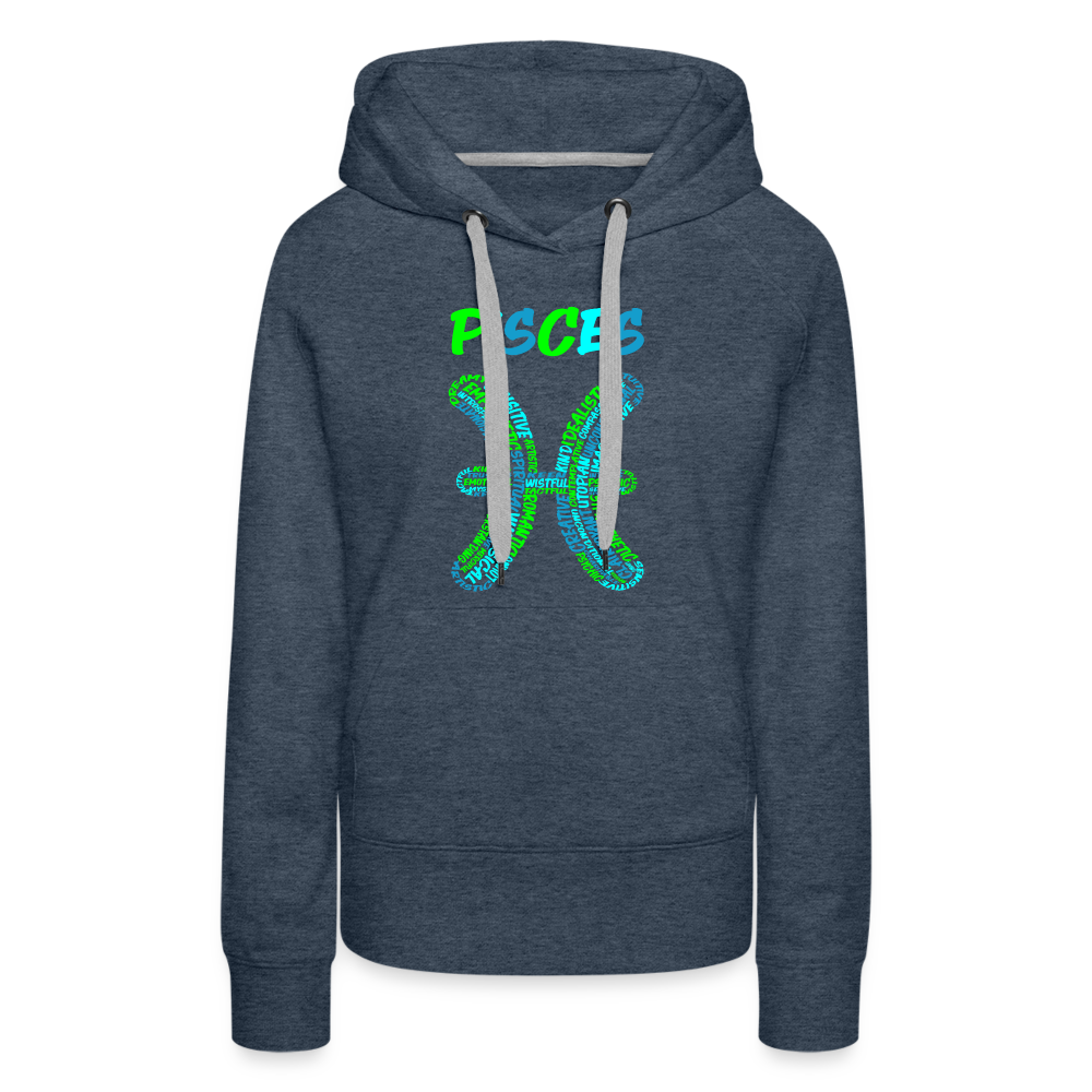 Women's Power Words Pisces Premium Hoodie - heather denim