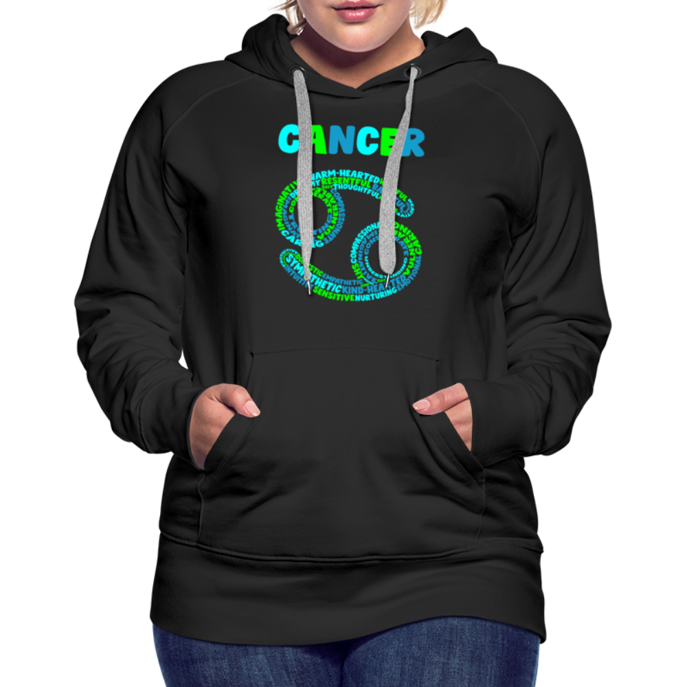 Women's Power Words Cancer Premium Hoodie - black