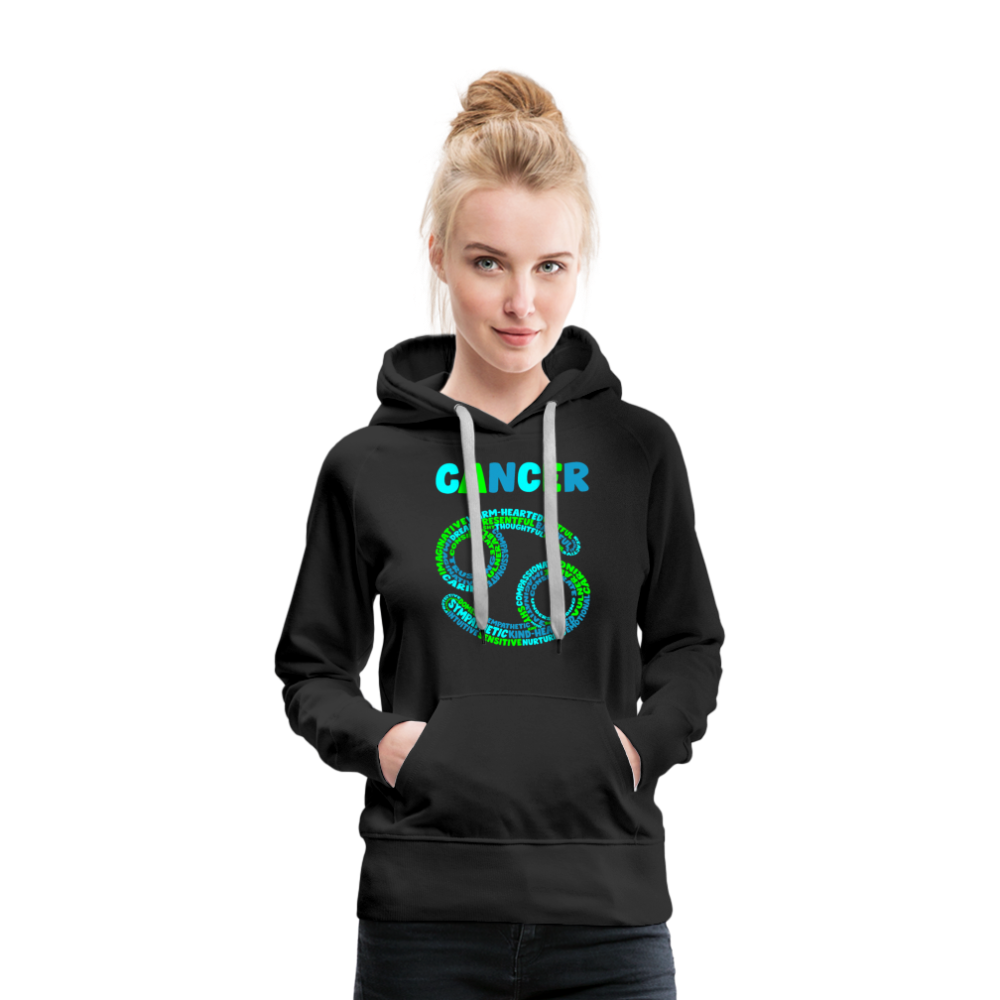 Women's Power Words Cancer Premium Hoodie - black