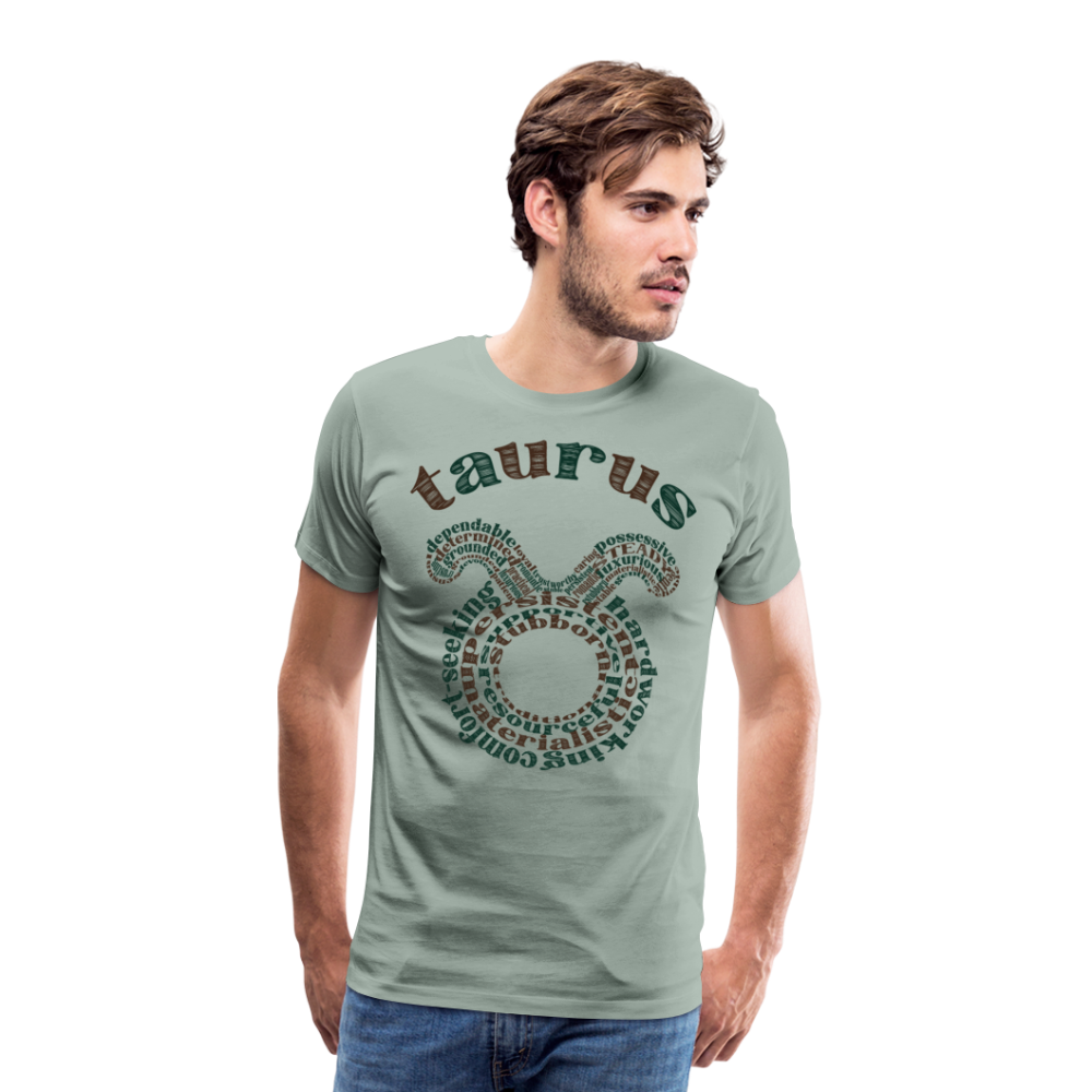 Men's Power Words Taurus Premium T-Shirt - steel green