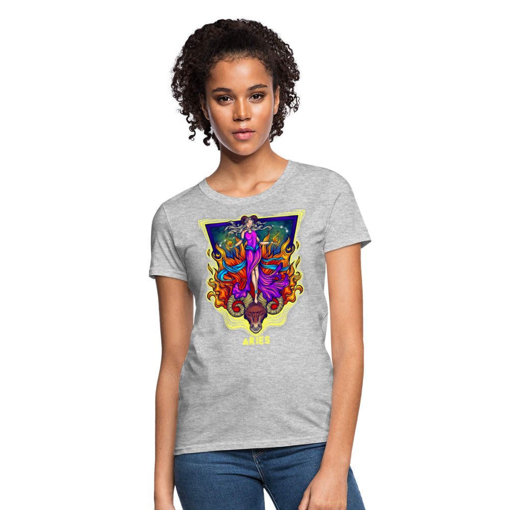 Women's Cosmic Aries Design T-Shirt - heather gray