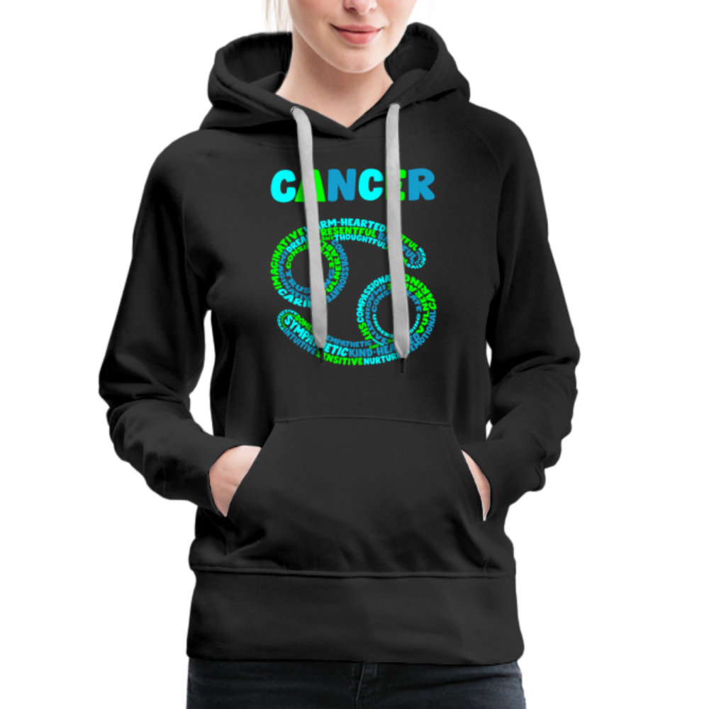 Women's Power Words Cancer Premium Hoodie - black