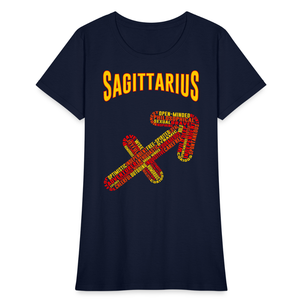 Women's Power Words Sagittarius T-Shirt - navy