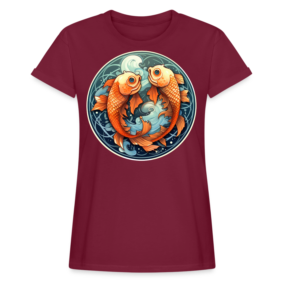 Women's Symbol Pisces Relaxed Fit T-Shirt - burgundy