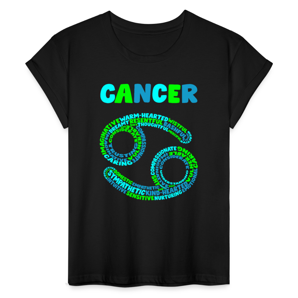 Women's Power Words Cancer Relaxed Fit T-Shirt - black