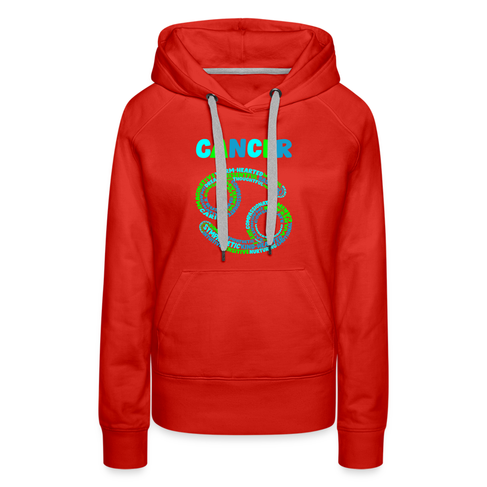 Women's Power Words Cancer Premium Hoodie - red