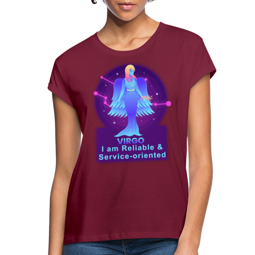 Women's Neon Virgo Relaxed Fit T-Shirt - burgundy