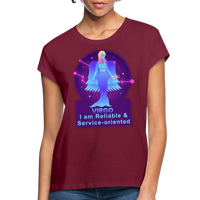 Thumbnail for Women's Neon Virgo Relaxed Fit T-Shirt - burgundy