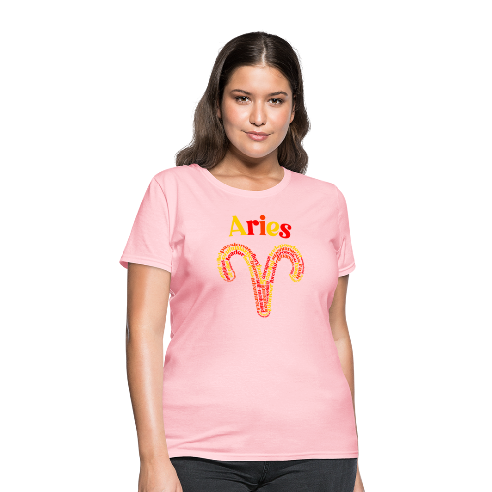 Women's Power Words Aries T-Shirt - pink