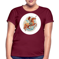 Thumbnail for Women's Symbol Sagittarius Relaxed Fit T-Shirt - burgundy