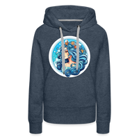 Thumbnail for Women’s Symbol Aquarius Premium Hoodie - heather denim