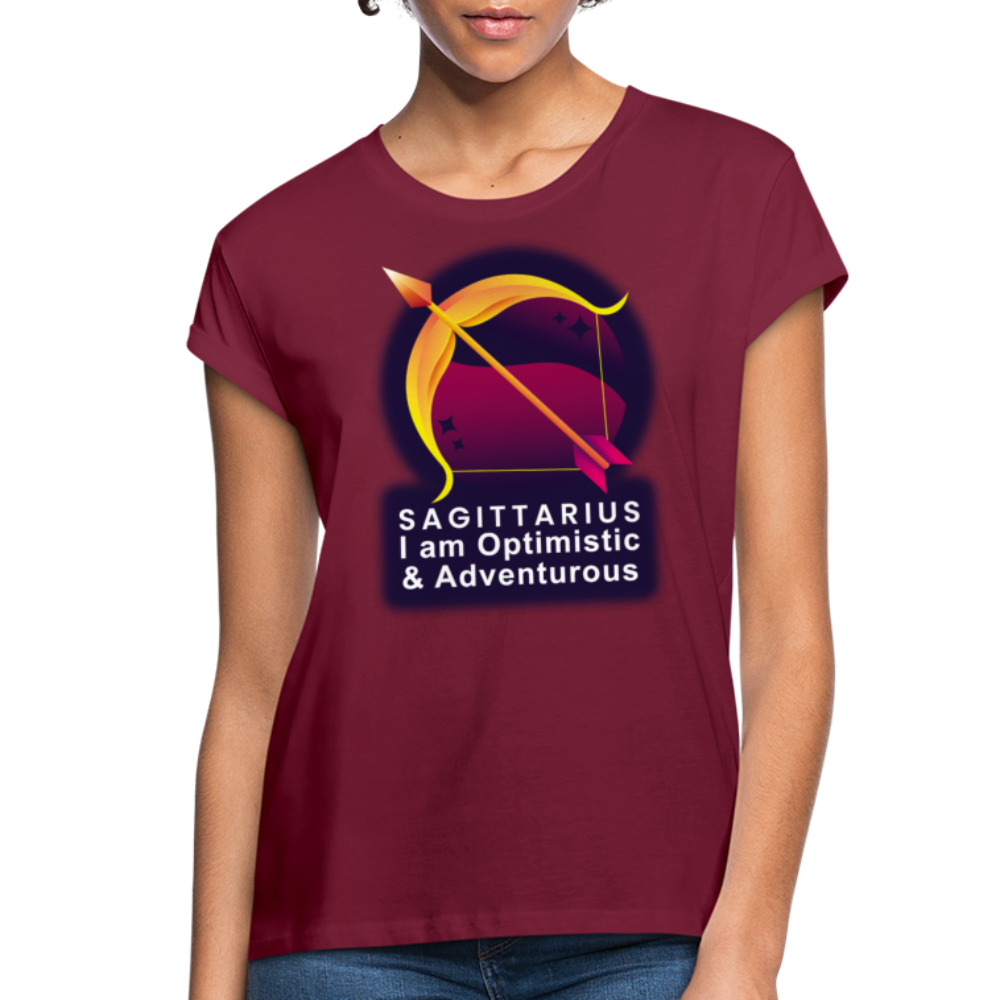 Women's Glow Sagittarius Relaxed Fit T-Shirt - burgundy