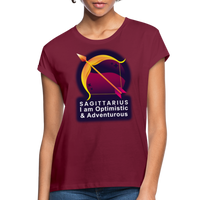 Thumbnail for Women's Glow Sagittarius Relaxed Fit T-Shirt - burgundy