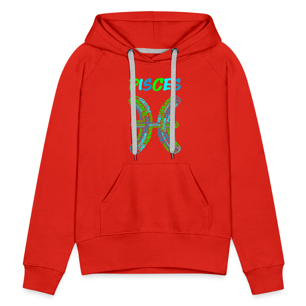 Women's Power Words Pisces Premium Hoodie - red