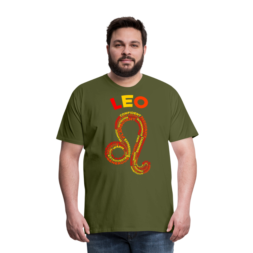 Men's Power Words Leo Premium T-Shirt - olive green