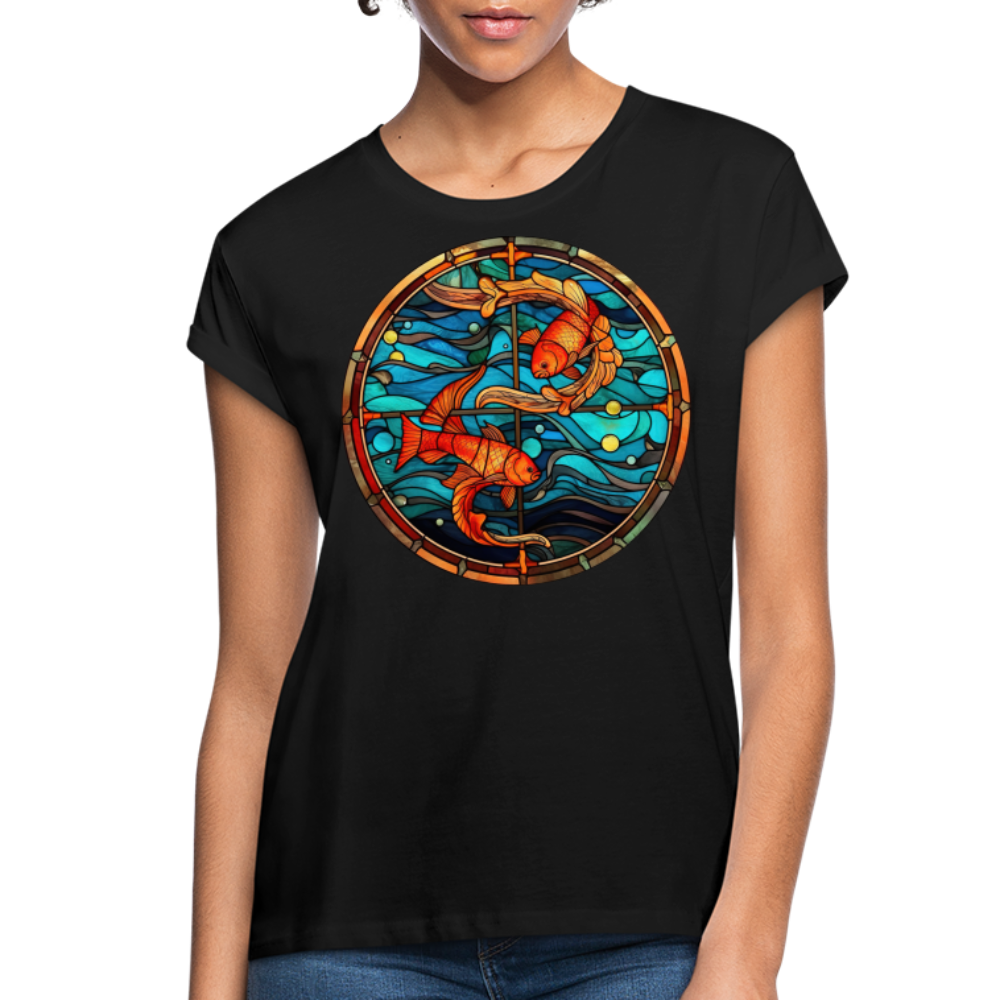 Women's Mosaic Pisces Relaxed Fit T-Shirt - black