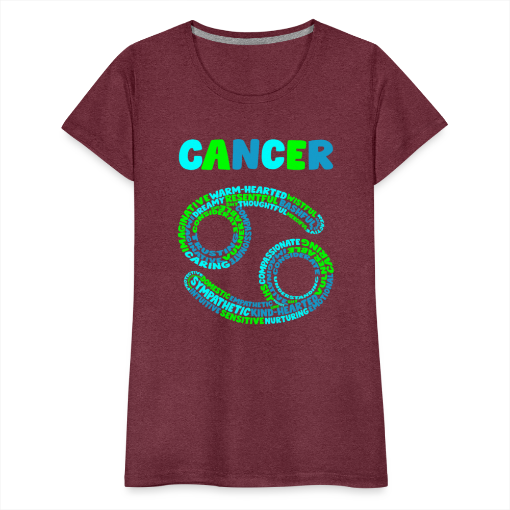 Women's Power Words Cancer Premium T-Shirt - heather burgundy