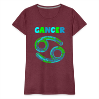 Thumbnail for Women's Power Words Cancer Premium T-Shirt - heather burgundy