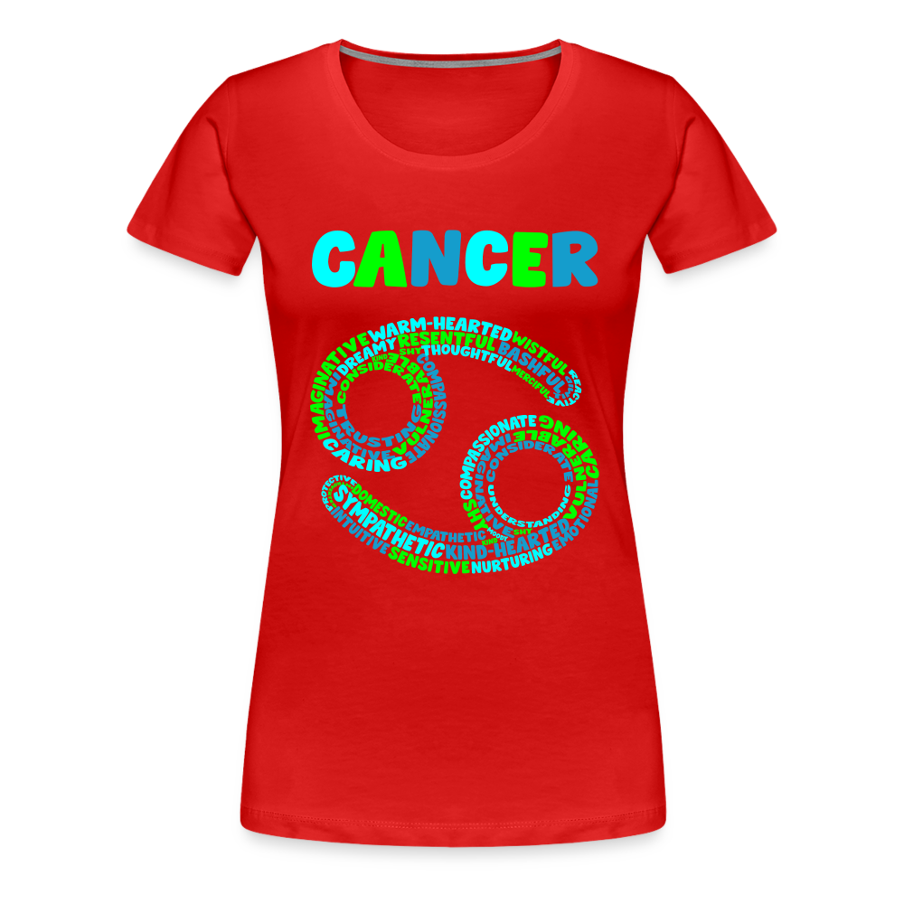 Women's Power Words Cancer Premium T-Shirt - red