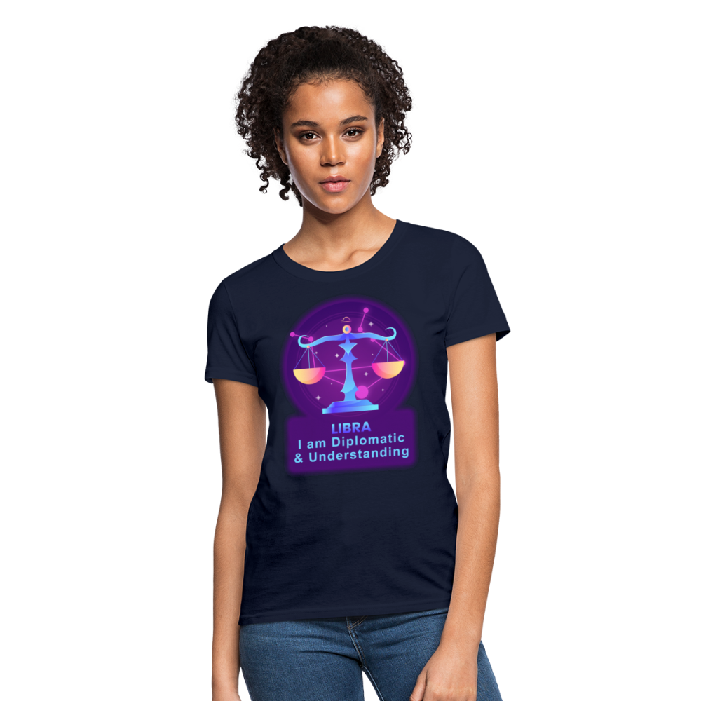 Women's Neon Libra T-Shirt - navy