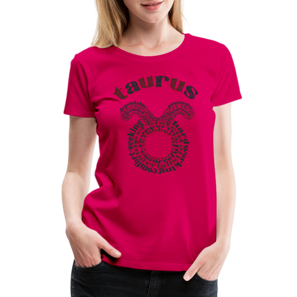 Women's Power Words Taurus Premium T-Shirt - dark pink