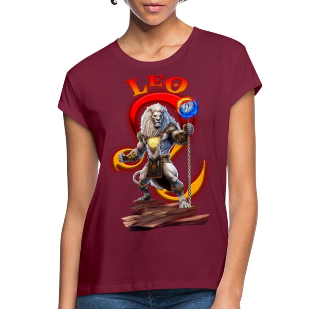 Women's Astral Leo Relaxed Fit T-Shirt - burgundy