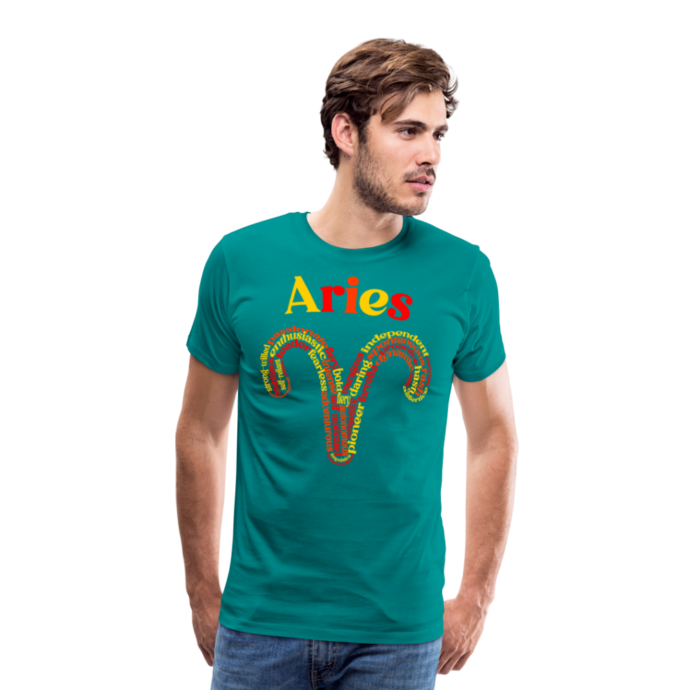 Men's Power Words Aries Premium T-Shirt - teal