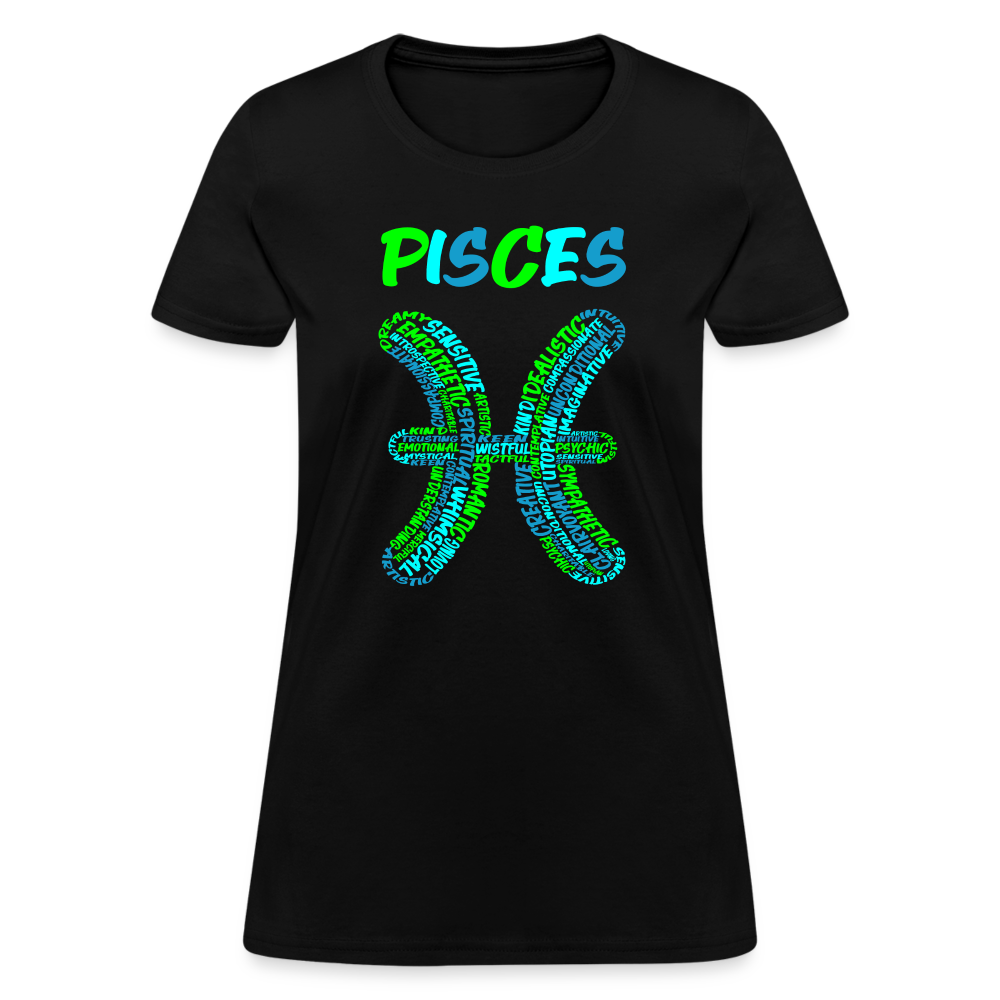 Women's Power Words Pisces T-Shirt - black