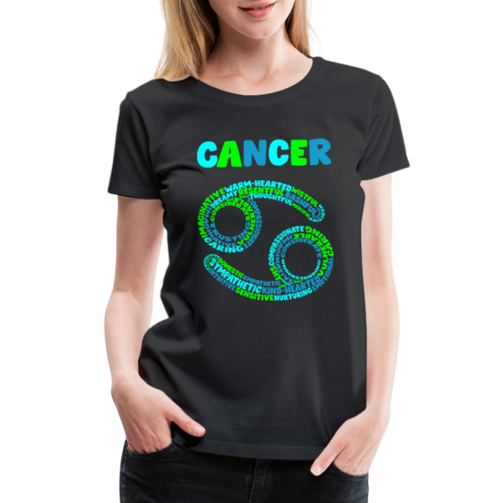 Women's Power Words Cancer Premium T-Shirt - black