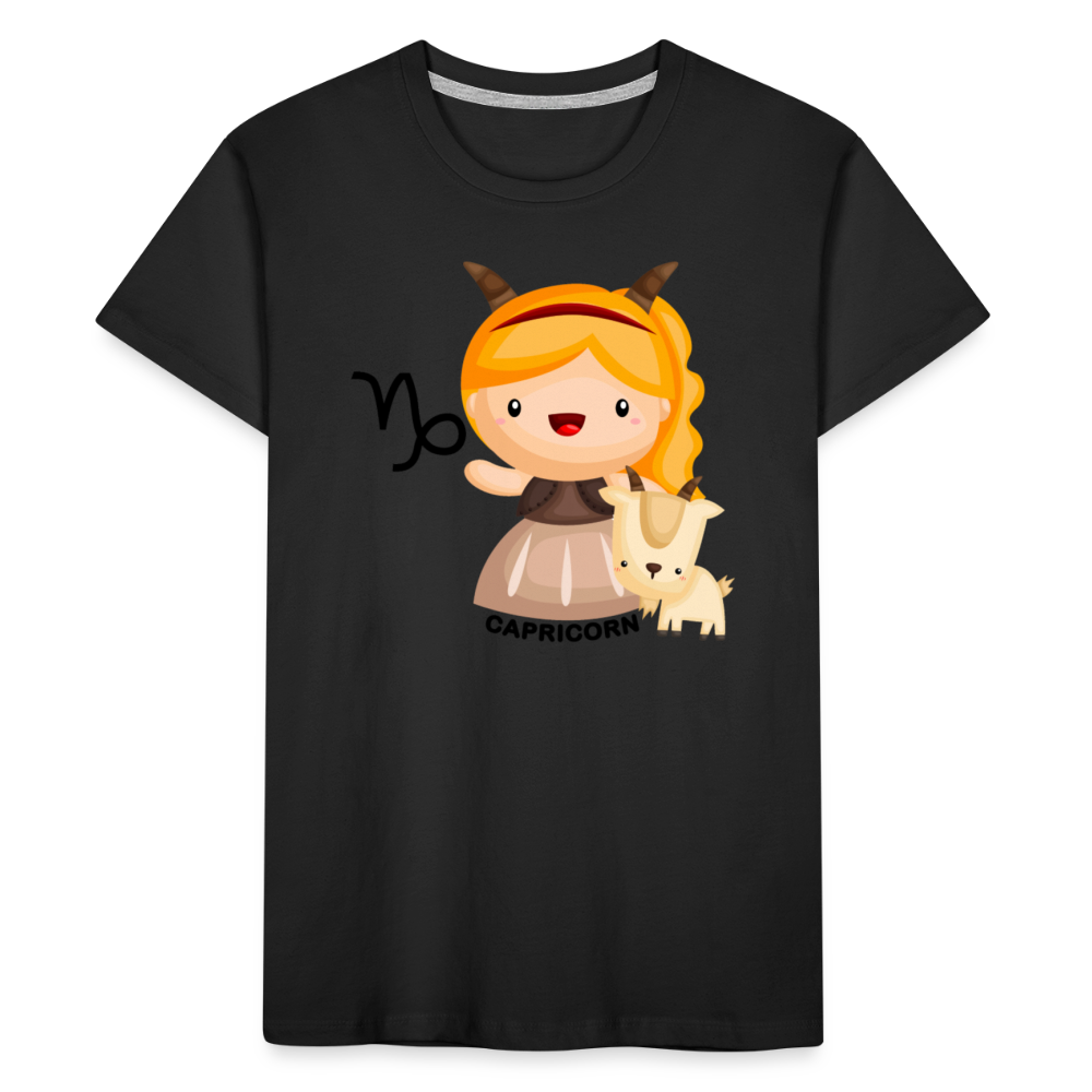 Kid’s Astro Girl Capricorn Premium Organic T-Shirt - black