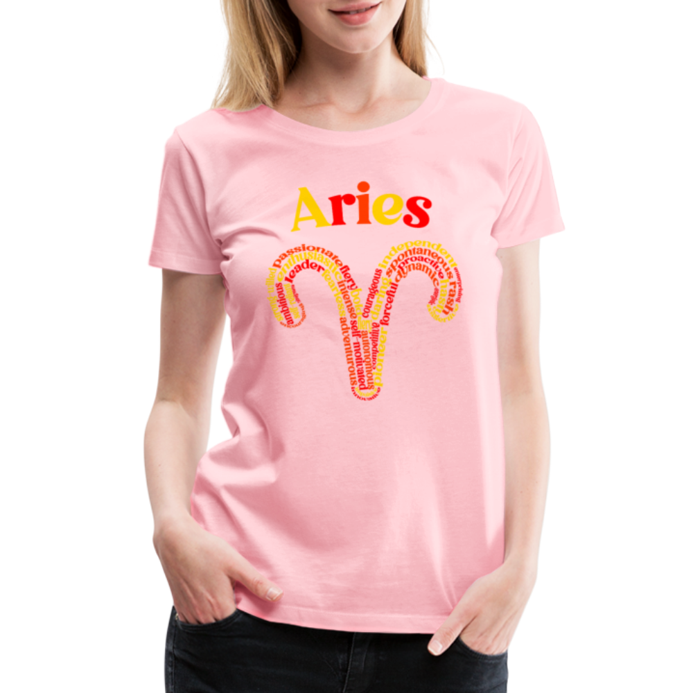 Women's Power Words Aries Premium T-Shirt - pink