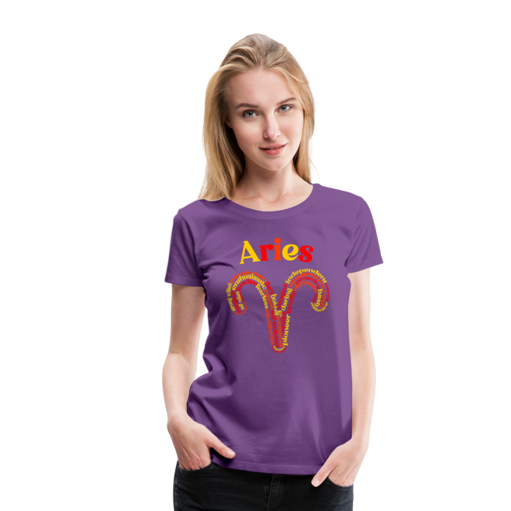 Women's Power Words Aries Premium T-Shirt - purple