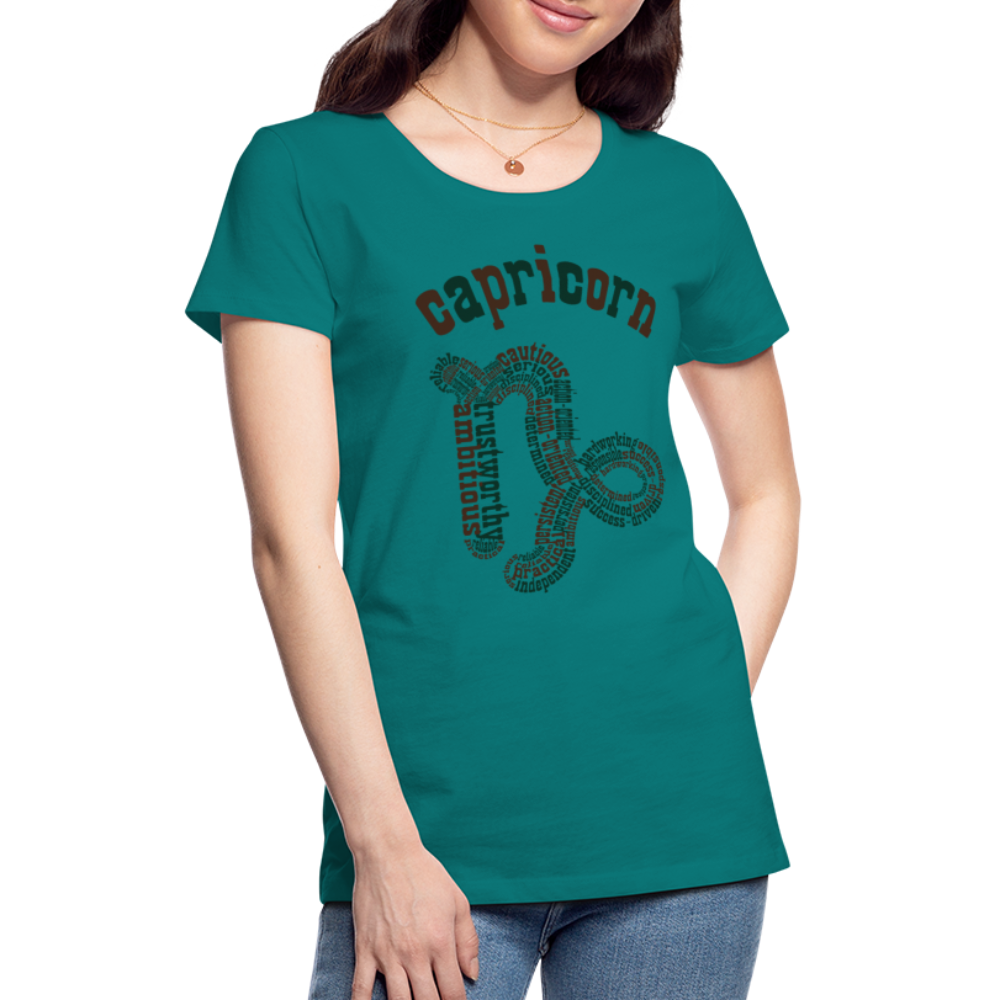 Women's Power Words Capricorn Premium T-Shirt - teal