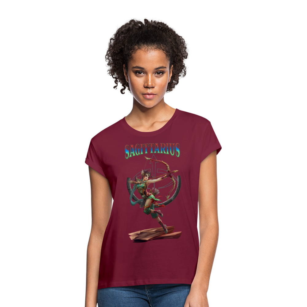 Women's Astral Sagittarius Relaxed Fit T-Shirt - burgundy