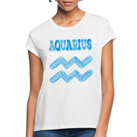 Thumbnail for Women's Power Words Aquarius Relaxed Fit T-Shirt - white