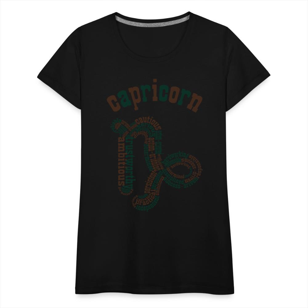 Women's Power Words Capricorn Premium T-Shirt - black