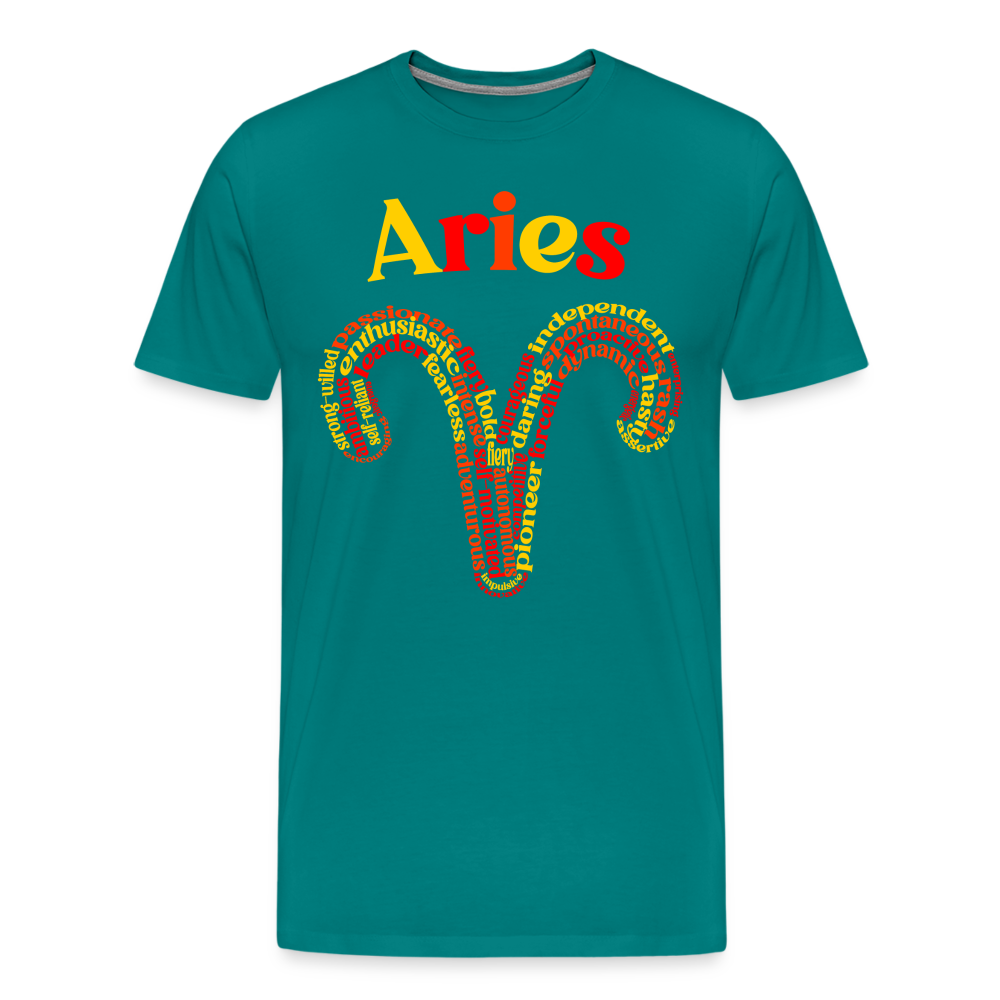 Men's Power Words Aries Premium T-Shirt - teal